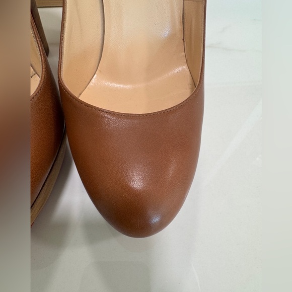 Christian Louboutin Women’s Bibi 140 Platform Leather Pumps, Cognac, SIZE: 39 - Picture 4 of 16